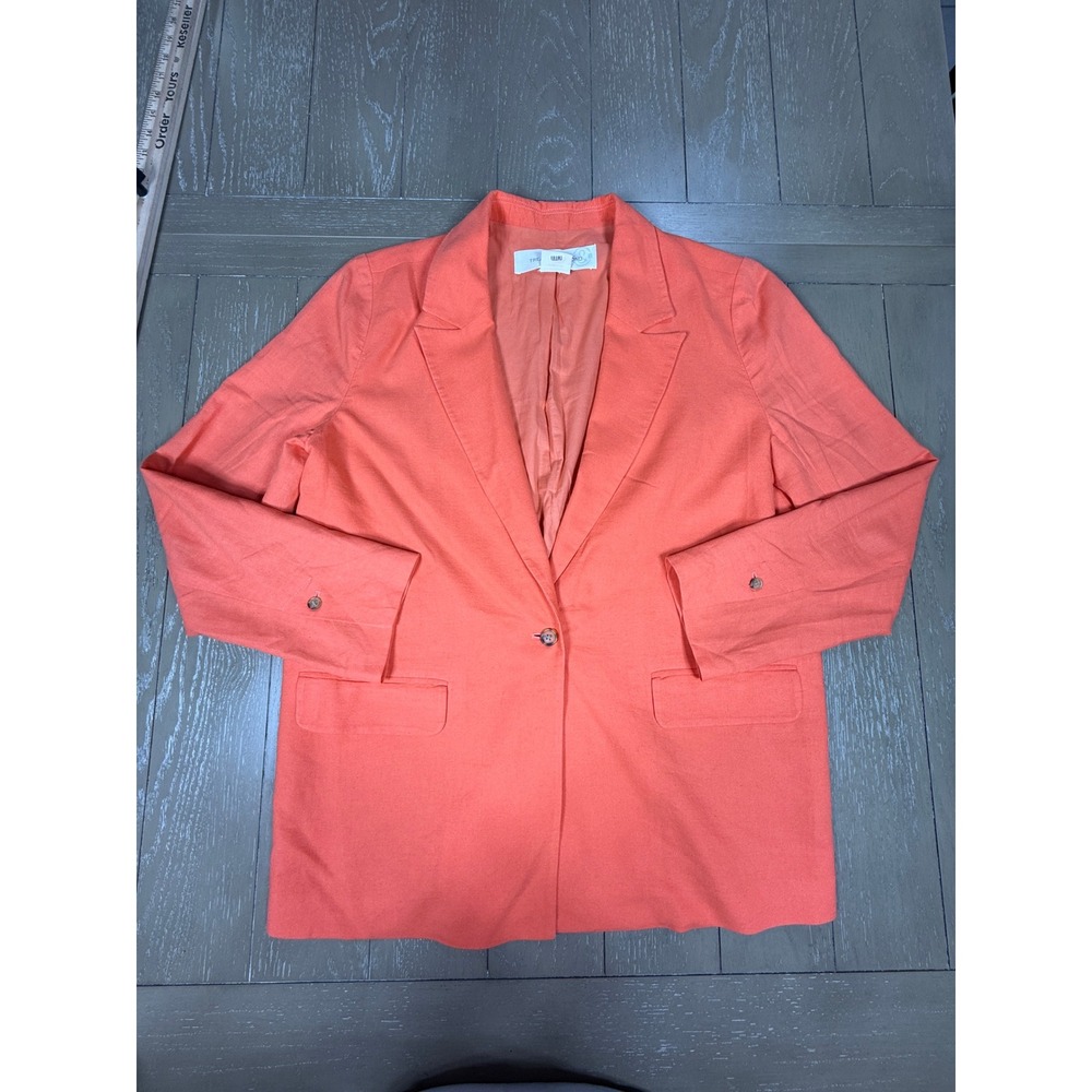 Treasure‎ Bond Blazer Womens Medium Coral Linen Blend Single Button Jacket